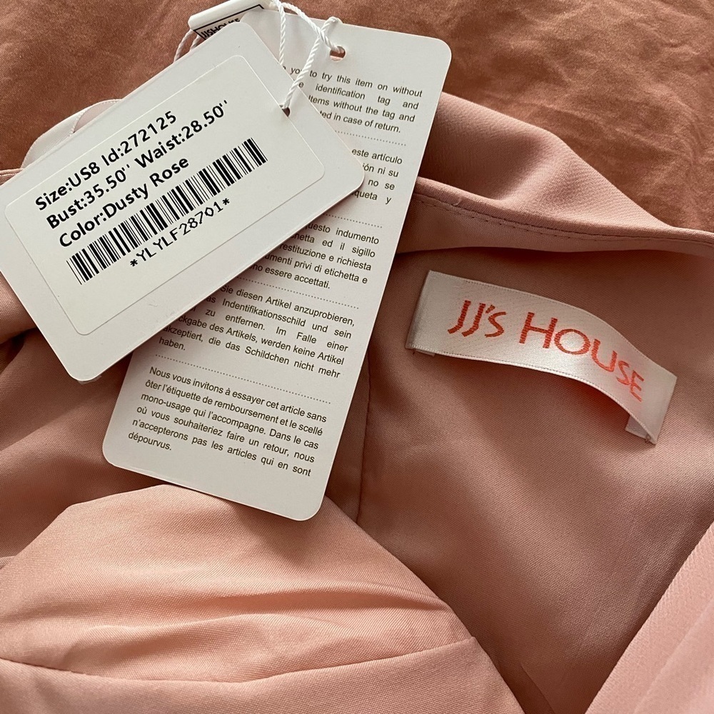 NWT JJs House 8 Sheath V-Neck Asymmetrical Chiffon Cocktail Dress Pleated Ruffle - Picture 7 of 8